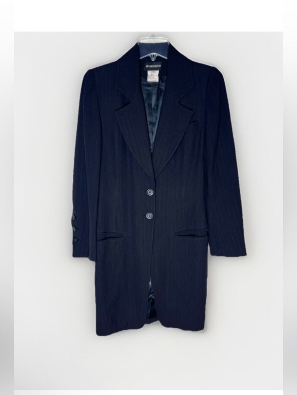Ann Demeulemeester Longline Textured Wool Blazer Coat Black EU 38 / US 6